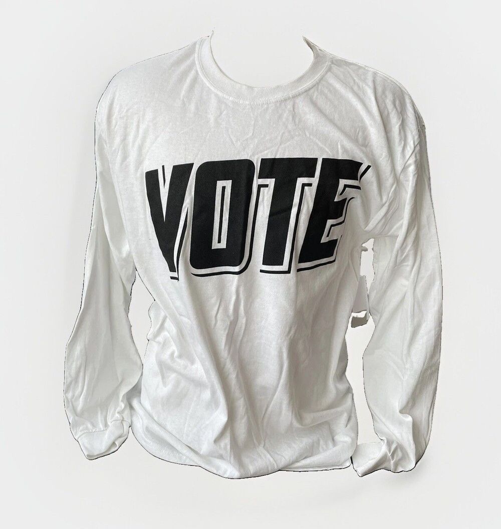 BP Men’s White Long Sleeve Vote Shirt Size S NWT Oversized Election